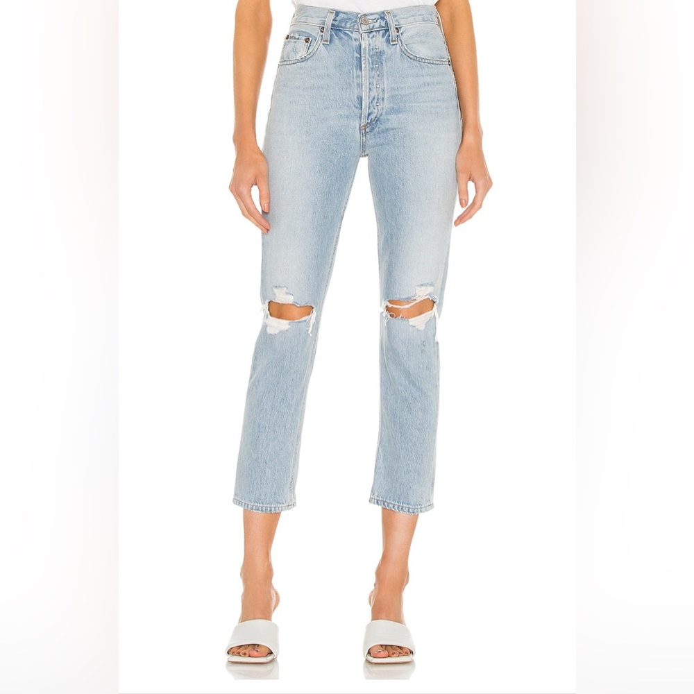 NWT- Agolde Riley High Rise Straight Crop in Clear Skies